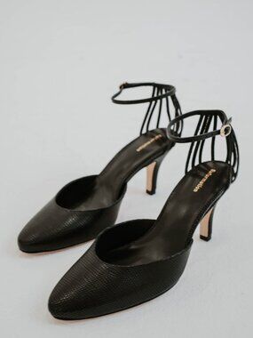 NWT REFORMATION DARIA BLACK LEATHER HEEL PUMPS